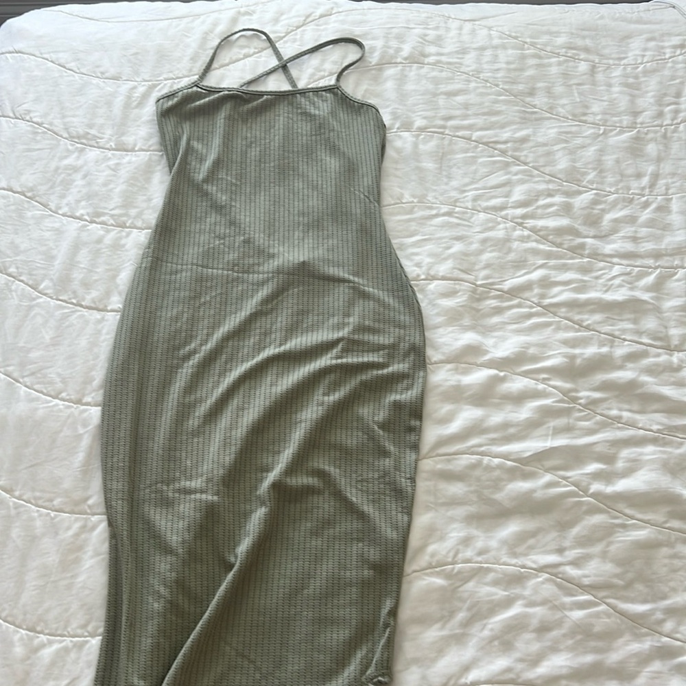 Princess Polly Sage Green Open Back Midi Dress